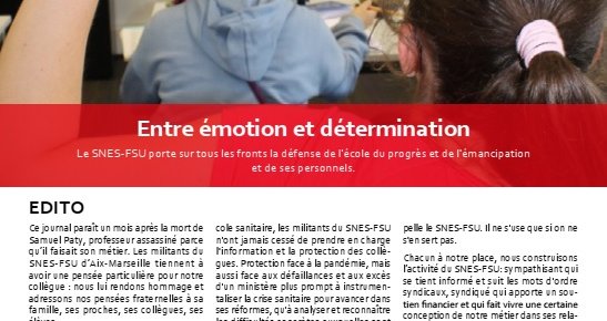 Journal académique n°402 - Emotion et détermination